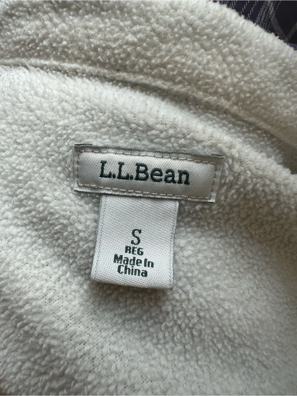 LL Bean Fleece Lined Flannel Shirt Purple Plaid Sz S